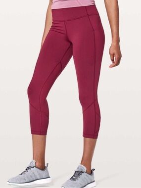 Lululemon Pace Rival Crop Leggings Tight *22" Ruby Wine Size 4
